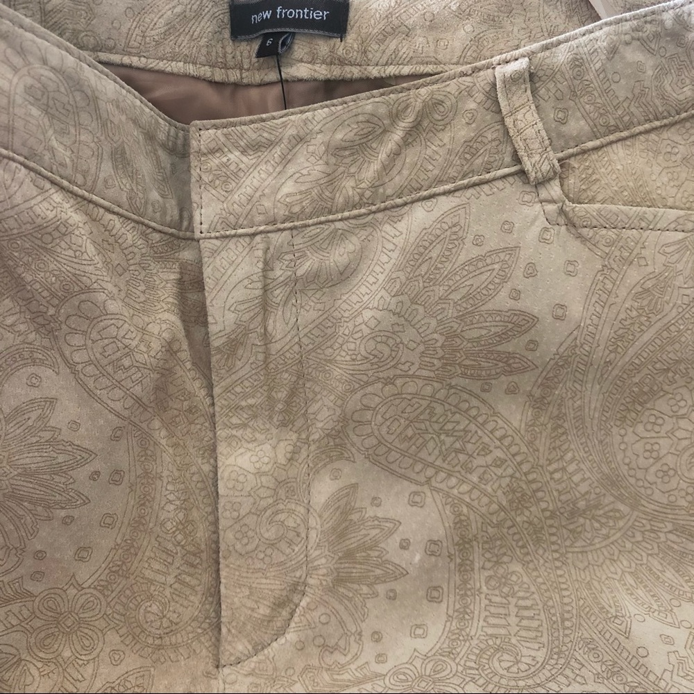 New Frontier Beige Suede Leather Pants*NWT